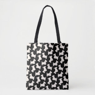 Tote Bag Crème et noir de motif de Terrier d'écossais