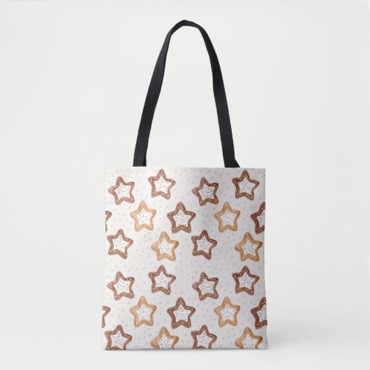 Tote Bag Crème Étoiles Blanches Noël (Devant)