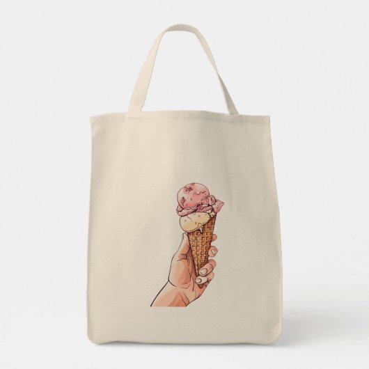 Tote Bag Crème glacée Cone Design Nom du monogramme (Dos)