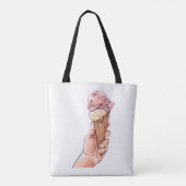 Tote Bag Crème glacée Cone Design Nom du monogramme (Dos)