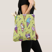 Tote Bag Crème glacée Pop Cute : Motif animal (De près)