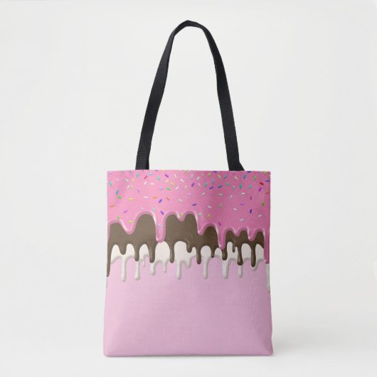 Tote Bag Crème glacée rosée gelée gouttes gouttes (Devant)