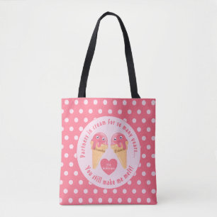 Tote Bag Crème glacée Scoops Cute Romantique Saint Valentin