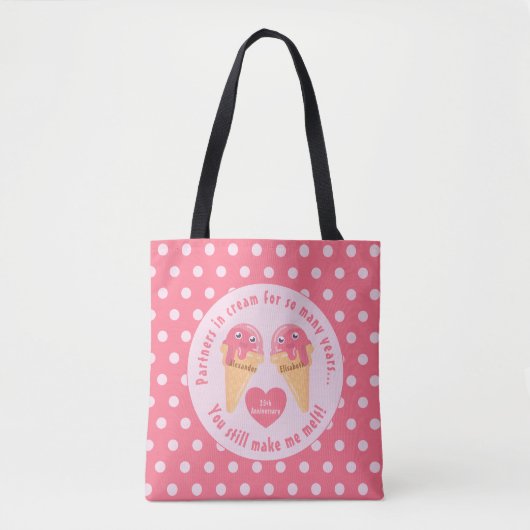 Tote Bag Crème glacée Scoops Cute Romantique Saint Valentin (Devant)