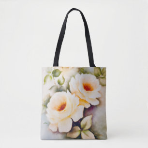 Tote Bag Crème Rose aquarelle Fourre-tout