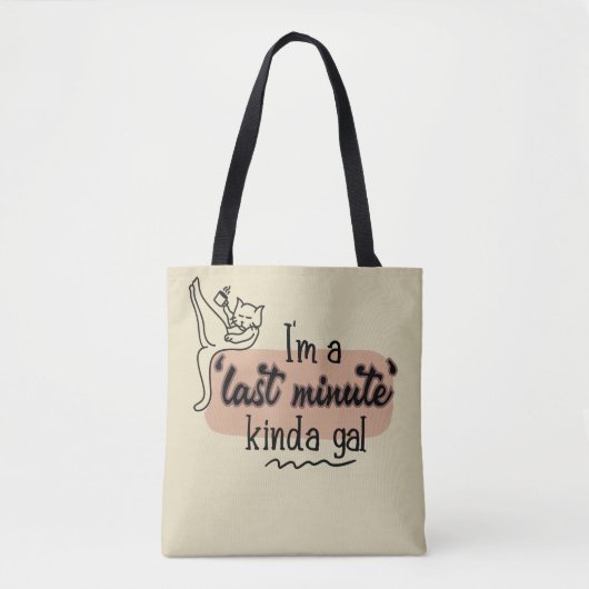 Tote Bag Crème rose Drôle Chat Procrastinate Lazy Femme (Devant)