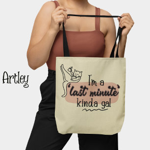 Tote Bag Crème rose Drôle Chat Procrastinate Lazy Femme
