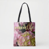 Tote Bag Crème rose Hydrangeas jaune rose fleurit vie mère (Devant)