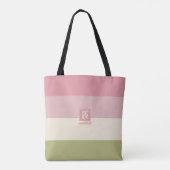 Tote Bag Crème Rose Vert Couleur Palette Bandes Monogramme (Dos)