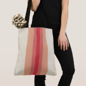 Tote Bag Crème rouge moderne rayée (De près)