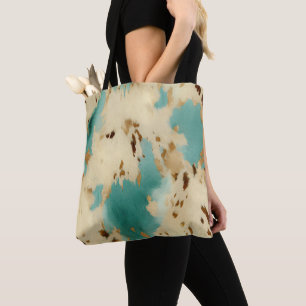 Tote Bag Crème Turquoise Gold Southwest Cowhide
