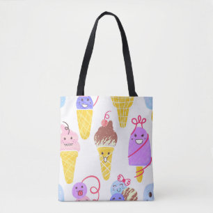 Tote Bag Crèmes glacées Kawaii, motif mignon et sans soudur