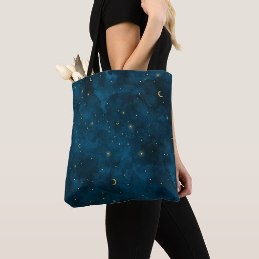 Tote Bag Crescent Lune étoile Nuit céleste (De près)