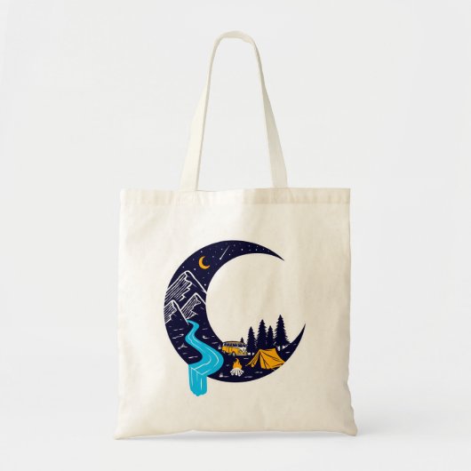 Tote Bag Crescent Moon Adventure Camping (Devant)