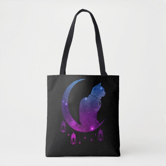 Tote Bag Crescent Moon Chat Mystique Pastel Goth Spirituel (Devant)