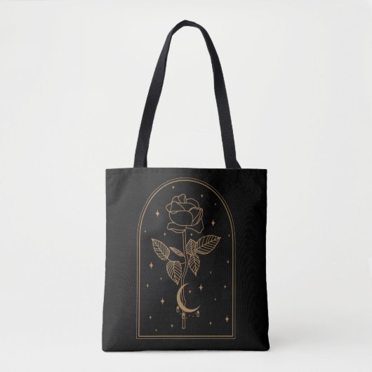 Tote Bag Crescent Moon Rose Occult Witchcraft Wicca (Devant)