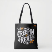 Tote Bag Creuser le texte réel Halloween rétro (Devant)