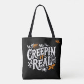 Tote Bag Creuser le texte réel Halloween rétro (Dos)