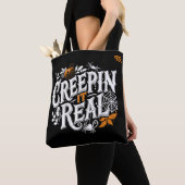 Tote Bag Creuser le texte réel Halloween rétro (De près)