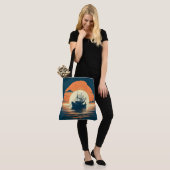 Tote Bag crevettes vintages/marines/pêche (Sur le modèle)