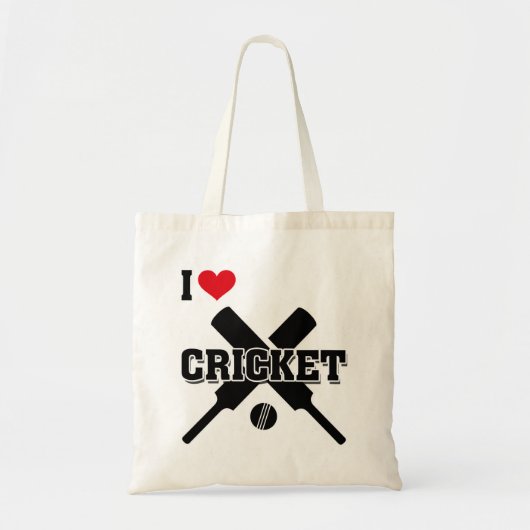 Tote Bag Cricket, J'Aime Le Cricket (Devant)