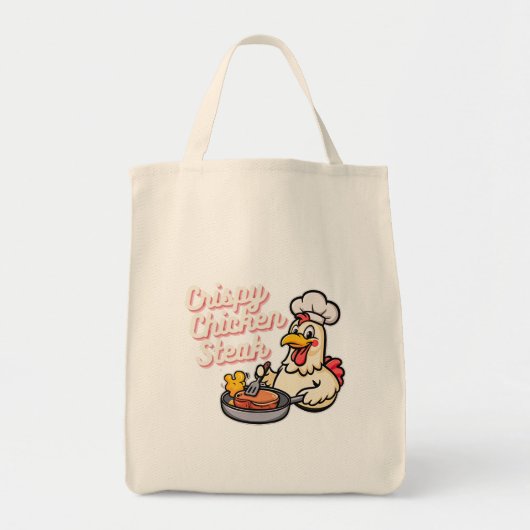 Tote Bag Crispy Chicken Steak Cute Cartoon Food Pun Kawaii  (Devant)
