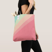 Tote Bag Critère arc-en-ciel mignon en rose, orange et vert (De près)