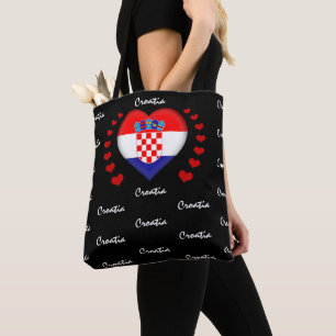 Tote Bag Croate Flag & Heart, Croate Flag fashion/sport
