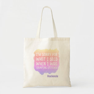 Tote Bag Crochet Knit Counting Stitches Joke Personnalisé