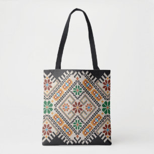 Tote Bag Crochet ukrainien : Motif artisanal ethnique.