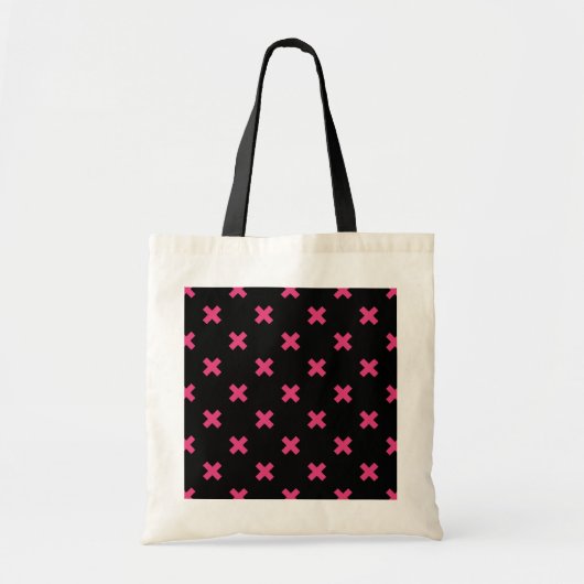 Tote Bag Crochis Fuchsia sur noir (Devant)