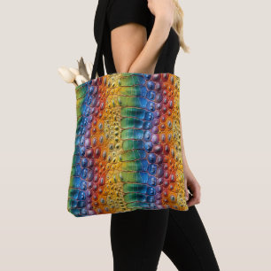 Tote Bag Crocodile arc-en-ciel en cuir