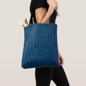 Tote Bag Crocodile bleu imprimé en cuir (De près)