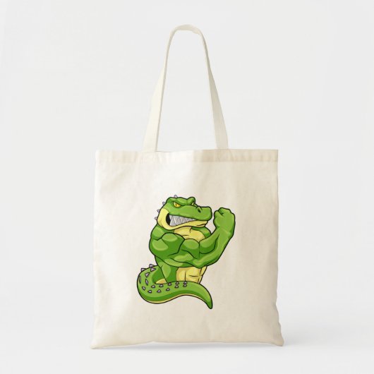 Tote Bag Crocodile comme Bodybuilder & grands Muscles (Devant)