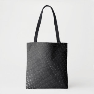 Tote Bag Crocodile noir imprimé en cuir 