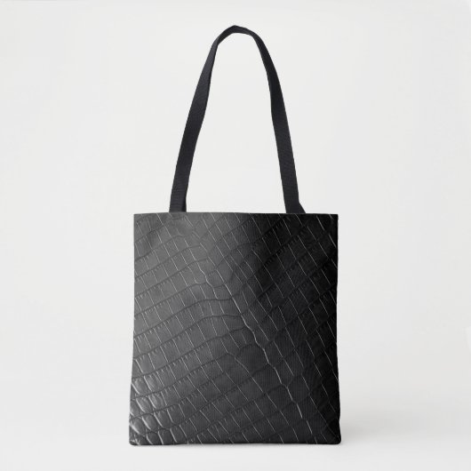 Tote Bag Crocodile noir imprimé en cuir  (Devant)