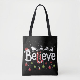 Tote Bag Croire Noël Père Noël Renne Canne à Sucre 