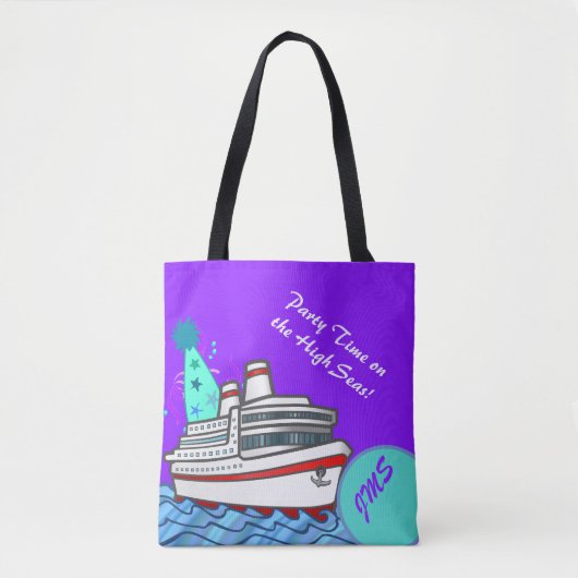 Tote Bag Croisière décorée d'un monogramme faite sur (Devant)