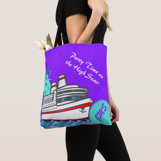 Tote Bag Croisière décorée d'un monogramme faite sur (De près)