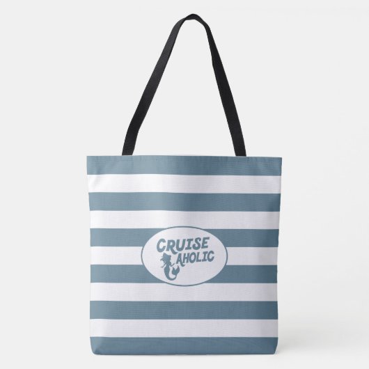 Tote Bag Croisière drôle de Cruiseaholic avec les rayures (Devant)