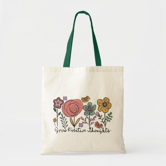 Tote Bag Croissance des pensées positives Fleurs (Devant)