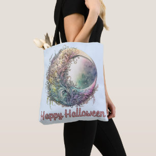 Tote Bag Croissant de Lune Bohème Pastel Verdure Halloween