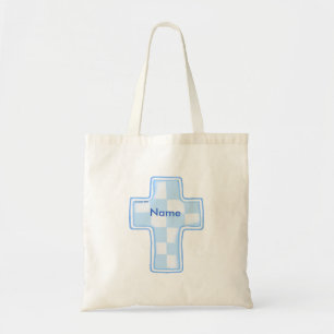 Tote Bag Croix chrétienne à coche bleue
