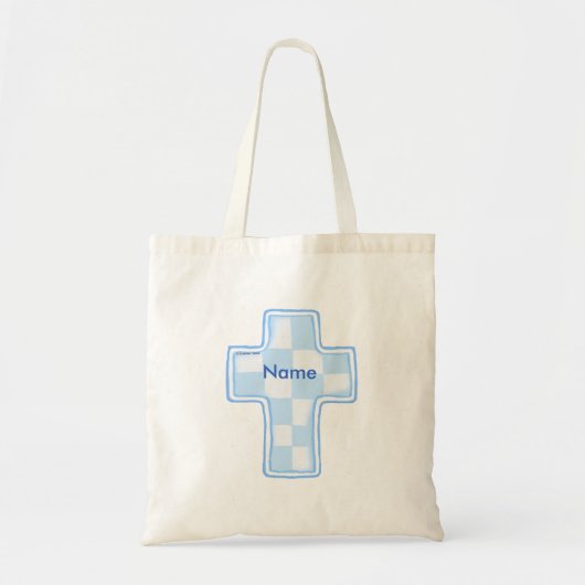 Tote Bag Croix chrétienne à coche bleue (Devant)