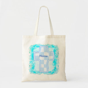 Tote Bag Croix chrétienne du chèque bleu