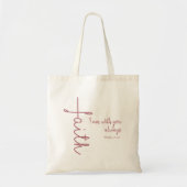 Tote Bag Croix de la foi rose avec Verse biblique (Devant)
