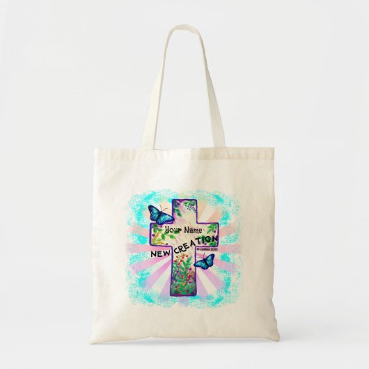 Tote Bag Croix de la nouvelle création chrétienne (Devant)