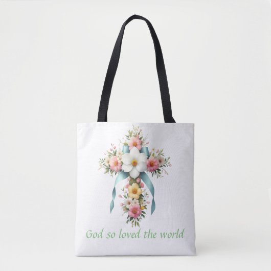 Tote Bag Croix de Pâques/Printemps colorée (Devant)