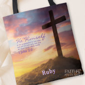 Tote Bag Croix de Sihouette à Dusk Scripture Personnalisé