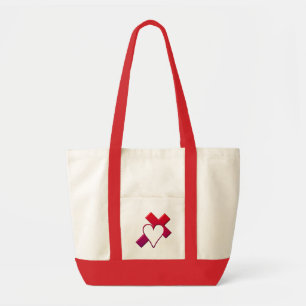 Tote Bag Croix et coeur #1 (rouge à trois